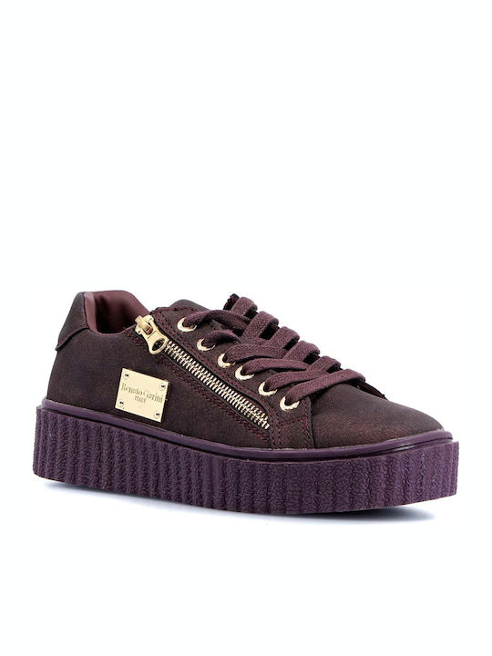 Renato Garini Damen Flatforms Sneakers Burgundisch