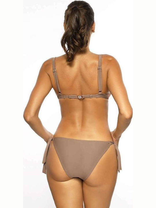 Marko Bikini Set Bra & Slip Bottom with Laces M-631 with Detachable Straps Cappuccino 143604