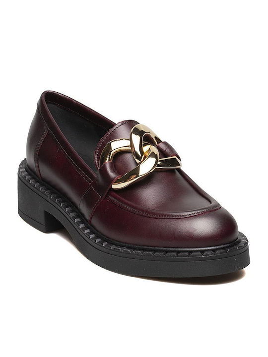 FRAU WOMEN'S LEATHER LOAFERS AVATAR BURGUNDY