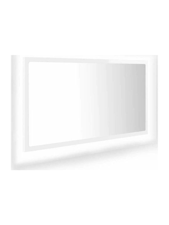 vidaXL Ορθογώνιος Καθρέπτης Μπάνιου Led από Μοριοσανίδα 80x37cm Λευκός