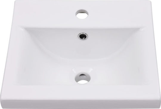 vidaXL Waschtisch mit Waschbecken, Spiegel & Säule L41xB38.5xH46cm und Schrank Weiß
