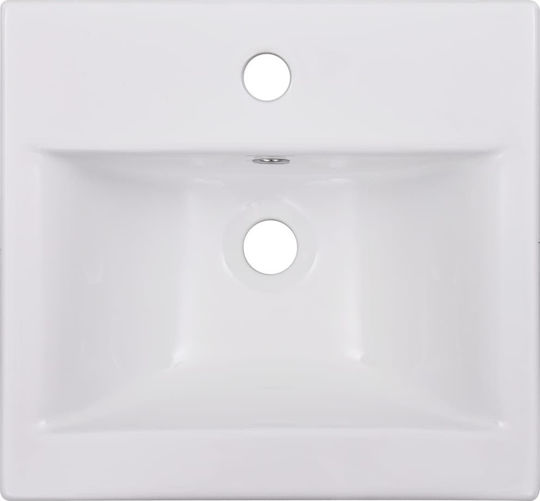 vidaXL Waschtisch mit Waschbecken, Spiegel & Säule L41xB38.5xH46cm und Schrank Weiß
