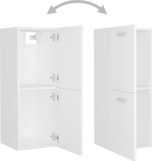 vidaXL Waschtisch mit Waschbecken, Spiegel & Säule L41xB38.5xH46cm und Schrank Weiß