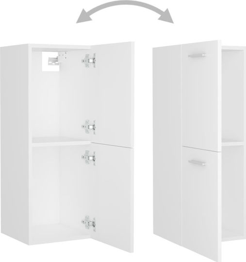 vidaXL Waschtisch mit Waschbecken, Spiegel & Säule L41xB38.5xH46cm und Schrank Weiß