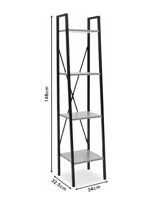 Βιβλιοθήκη Ramon Φυσικό / Μαύρο 34x32.5x148εκ.