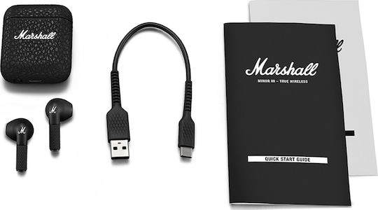 Marshall Minor III Earbud Bluetooth Handsfree Earphones with Sweat Resistance and Charging Case Black
