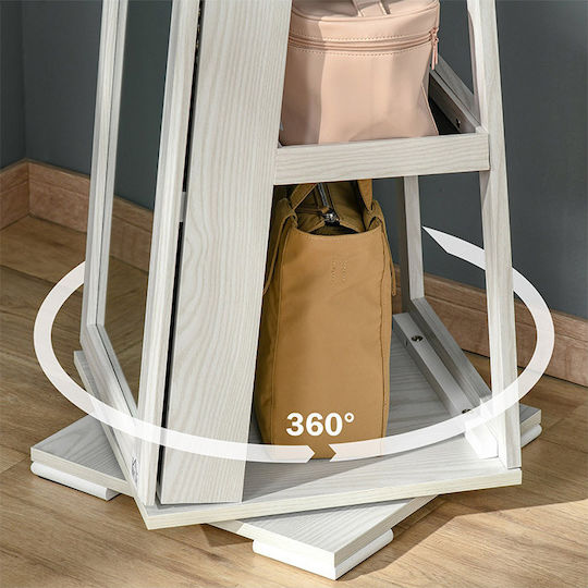 HomCom Boden- oder Standspiegel mit Weißem Holzrahmen 160x38cm
