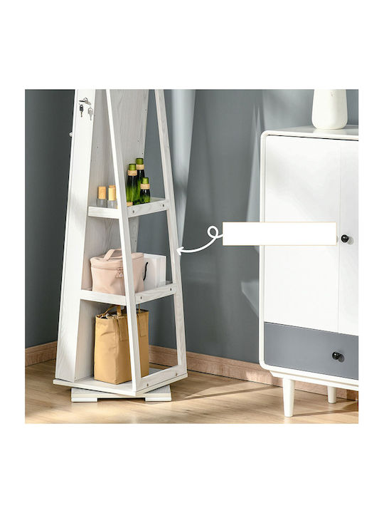 HomCom Boden- oder Standspiegel mit Weißem Holzrahmen 160x38cm