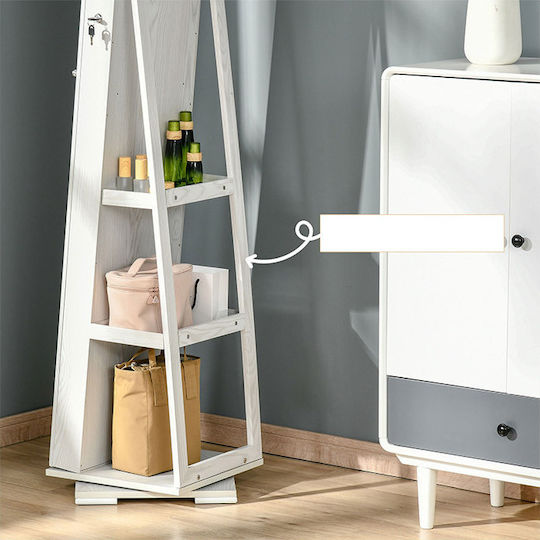 HomCom Boden- oder Standspiegel mit Weißem Holzrahmen 160x38cm