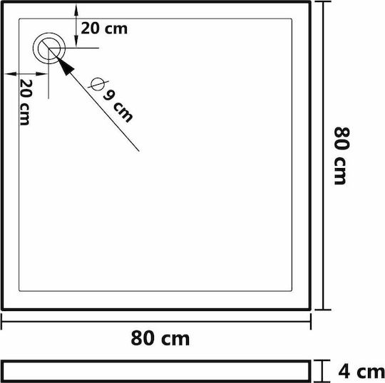 vidaXL Quadratisch Acryl Dusche x80cm White