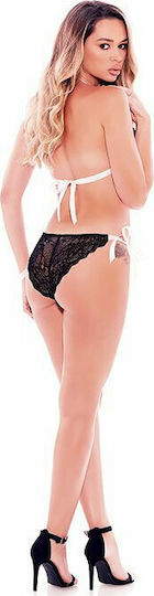 Barely Bare Ribbon Tie Bralette Set Sexy Σετ Εσωρούχων με Δαντέλα & Ζαρτιέρες Black 2τμχ