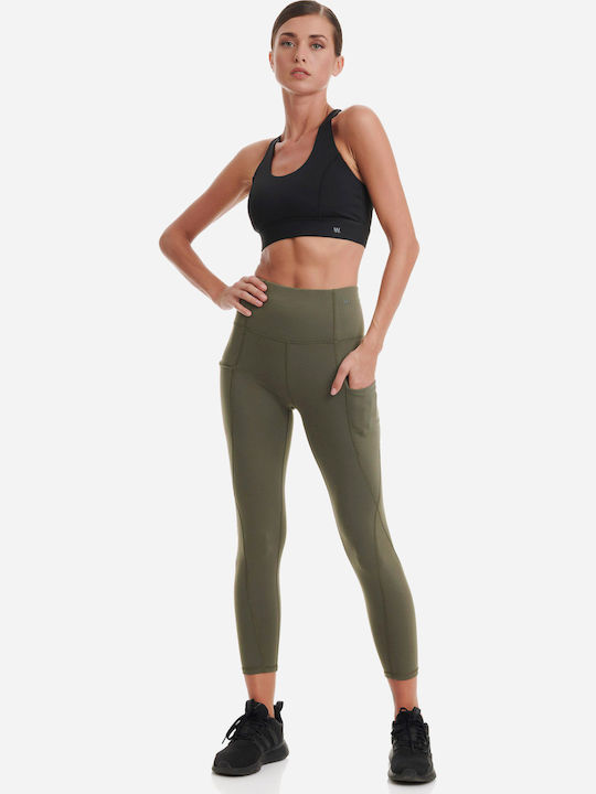 Women's Cropped Training Legging High Waisted Khaki