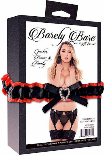 Barely Bare Garter Bows & Panty Sexy Σετ Εσωρούχων με Δαντέλα & Ζαρτιέρες Black
