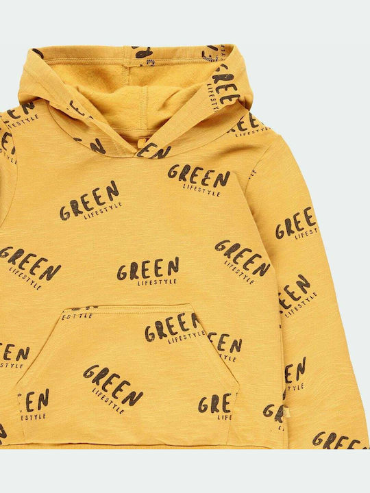Fleece Kids Sweatshirt with Hood and Pockets Yellow