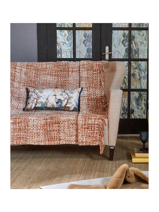 Kentia Nala Ριχτάρι Τετραθέσιου Καναπέ Chenille 180x320εκ. Salmon Pink / Ecru
