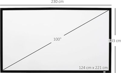 HomCom Οθόνη Προβολής Projector Τοίχου με Λόγο Εικόνας 16:9 / 4:3 230x133cm / 100"