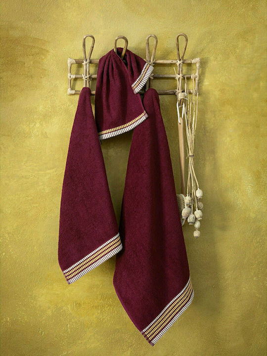 Nima Bath Towels Set 3pcs Siren Wine Red 450gr/m²