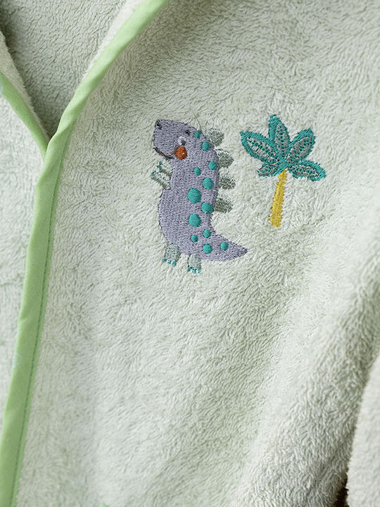 Nima Hooded Baby Bathrobe Happy Park Green