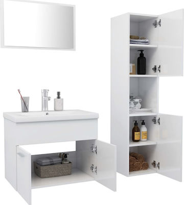 vidaXL Cabinet de baie fără chiuvetă L60xl38.5xH46cm cu oglindă și coloană Alb