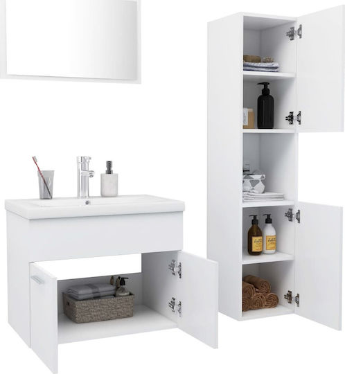 vidaXL Waschtisch ohne Waschbecken L60xB38.5xH46cm mit Spiegel und Säule Weiß