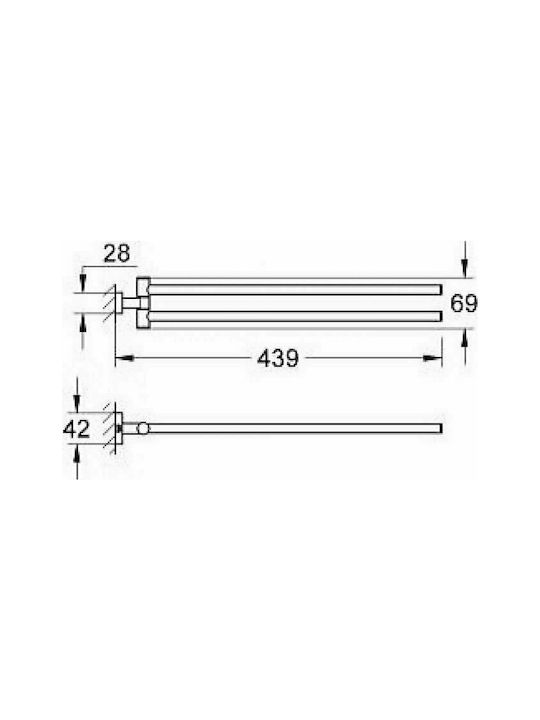 Grohe Essentials Ράγα Μπάνιου Διπλή Επιτοίχια με Βίδες ​43.9x43.9cm Ασημί