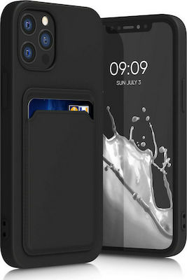 KWmobile Silicone Back Cover with Credit Card Holder Black (iPhone 12 / 12 Pro)