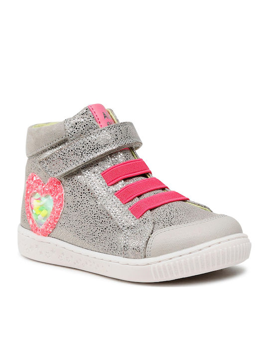 Kinder Sneakers Hoch mit Klettverschluss Silber