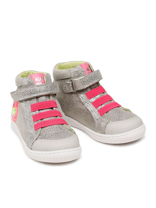 Kinder Sneakers Hoch mit Klettverschluss Silber