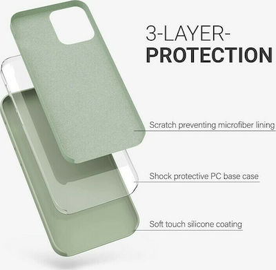 KWmobile Rubber Back Cover Σιλικόνης Grey Green (iPhone 12 / 12 Pro)