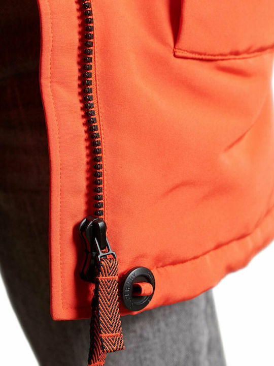 EVEREST Дълго Дамско Парка Яке с Пухкава Качулка за Зима Bold Orange