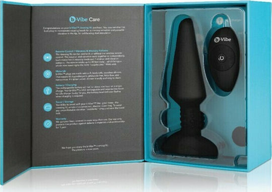 b-Vibe Rimming Plug 2 Πρωκτική Σφήνα με Δυνατότητα Ασύρματης Λειτουργίας και Δόνηση XLarge Μαύρη 17cm