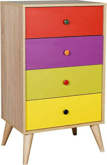 Drawers Storage Wooden with 4 Drawers L60xW45xH104cm