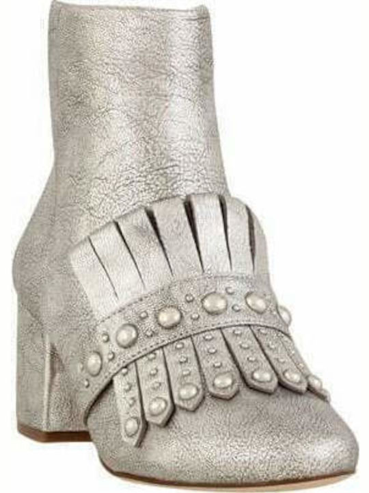 Qamile Leather Women's Ankle Boots Silver