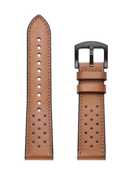 Tech-Protect Leather Λουράκι Δερμάτινο Καφέ (Galaxy Watch4/5/6/7/FE/4 Classic/6 Classic/5 Pro)