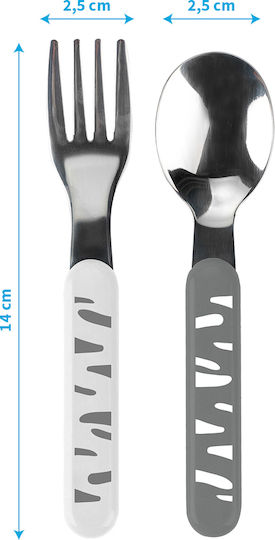Babyono Baby Set with Fork Be Active Made of Metal White-Gray 2 Pieces