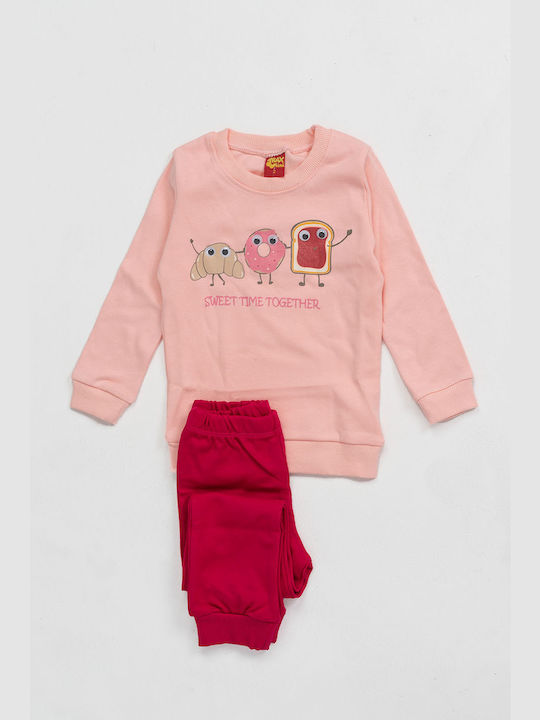 Trax Set Top & Bottom Kids Winter Pyjamas Pink