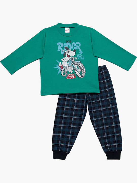 Minerva Set Top & Bottom Kids Winter Cotton Pyjamas Green