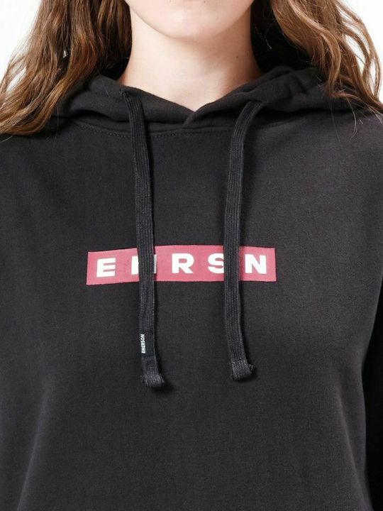 Long Women's Sweatshirt Hooded Black