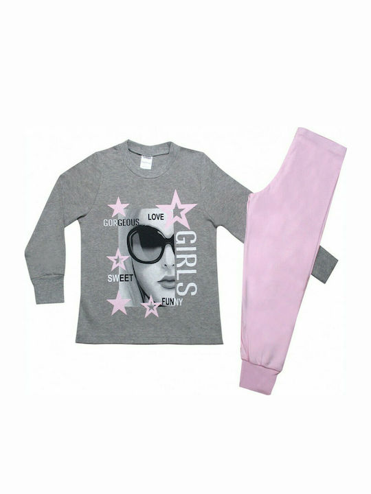 Pretty Baby Set Top & Bottom Kids Winter Pyjamas Gray