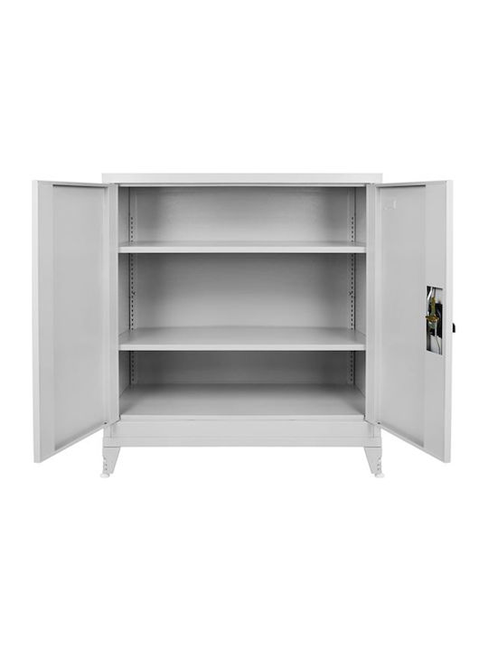 Dulap Dublu-Foi Metalic Galvanizat Din Posibilitatea De Blocare Cu 2 Rafturi 100x45x101cm
