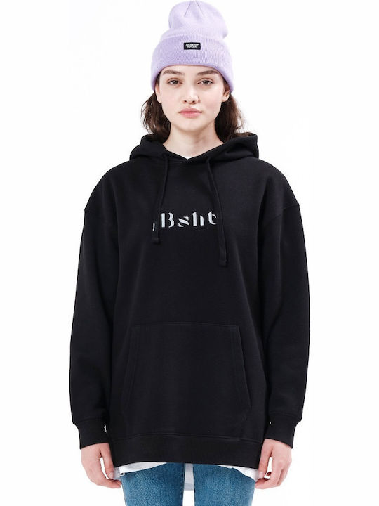 Long Women's Sweatshirt Hooded Black