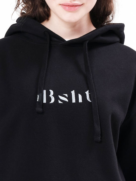 Long Women's Sweatshirt Hooded Black
