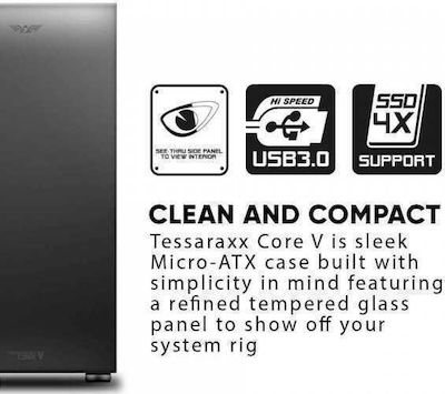 Armaggeddon Tessaraxx Core V Gaming Midi Tower Computer Case with Window Panel Black