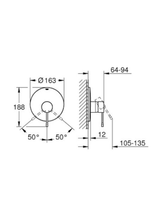 Grohe Essence Built-in Faucet Mixer for Shower 1 Exit Copper