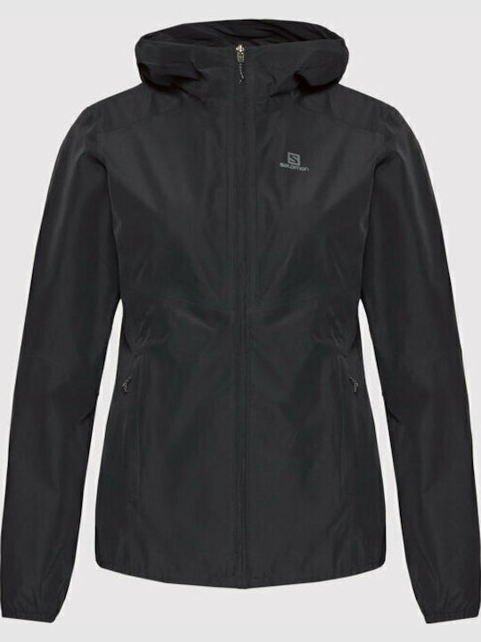 Women's Running Short Sports Jacket Waterproof for Spring or Autumn Black