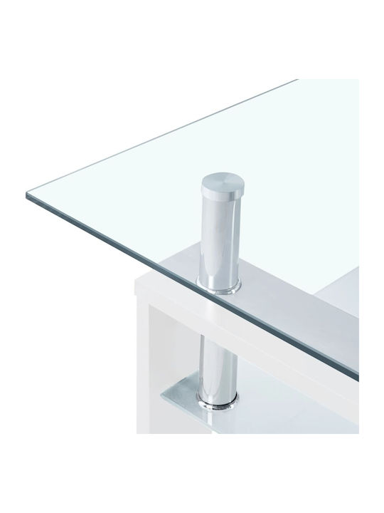 Rectangular Central Coffee Table Wooden Transparent White M95xW55xH40cm
