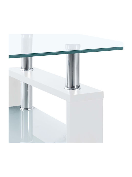 Rectangular Central Coffee Table Wooden Transparent White M95xW55xH40cm