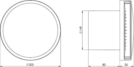 Europlast Wall-mounted Ventilator Bathroom 150mm White