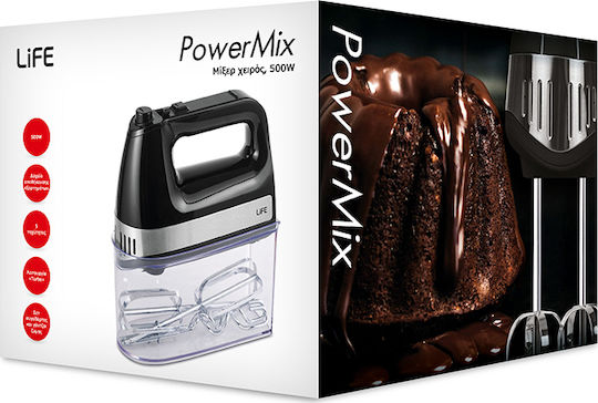 Life PowerMix Μίξερ Χειρός 500W Μαύρο