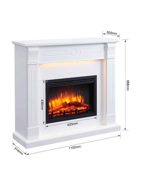 Richen Ermis Floor Electric Fireplace 2000W 110x99cm White